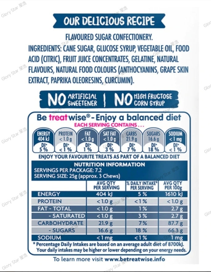 THE NATURAL FRUITY CHEWS 天然糖果公司 - 180g