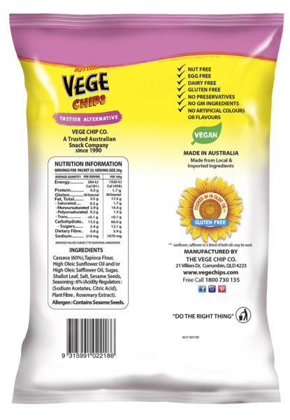 VEGE CHIPS - SEA SALT & VINEGAR FLAVOUR