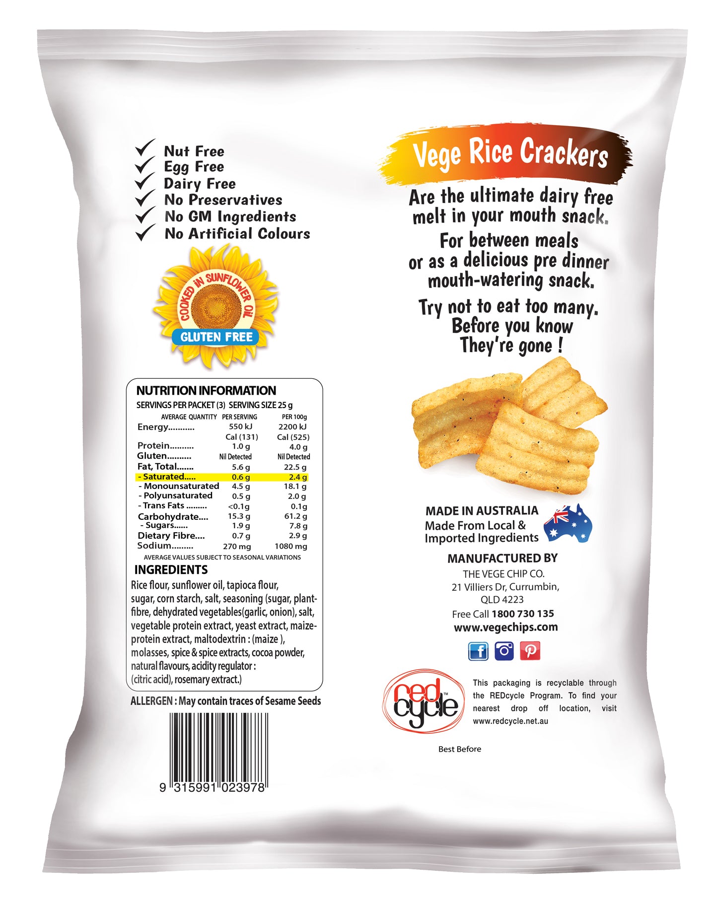 VEGE RICE CRACKERS - CHICKEN
